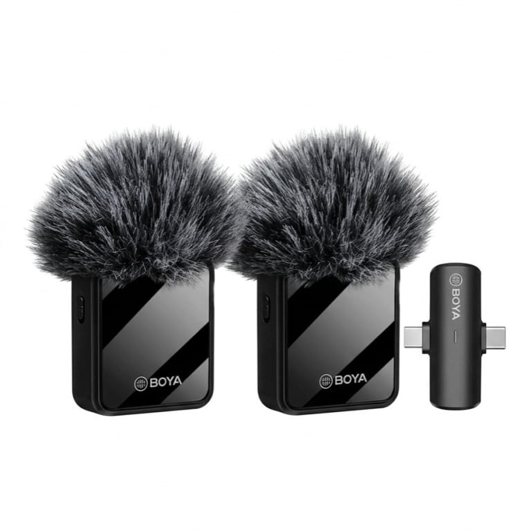 BOYA BY-V20 Wireless Mic | 2x Transmitters + 3x Receivers | Type-C + iPhone + 3.5mm | Noise Reduction | For YouTube, TikTok, Vlogging